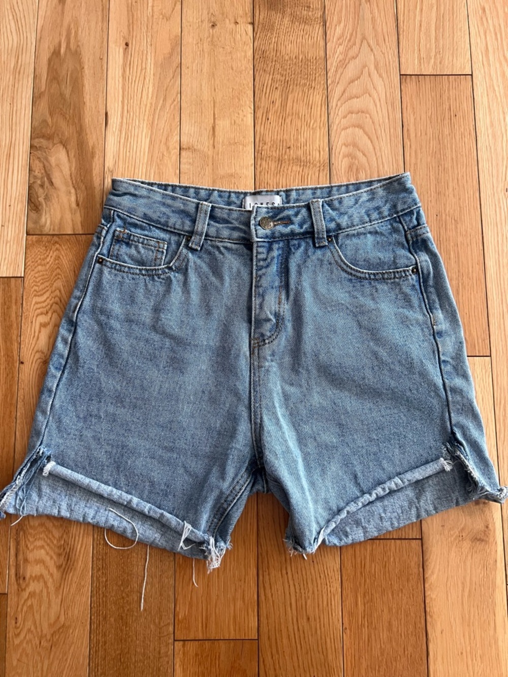 Lioness Womens Denim Cut Off High Rise Shorts 100% Cotton Size Medium